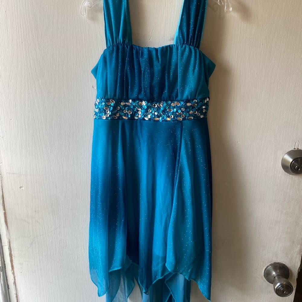My Michelle Girl’s Teal Blue Glitter Dress, size 7